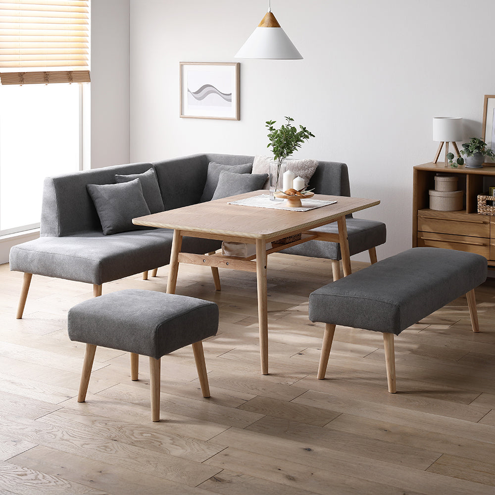 ソファダイニング L字5点セット(右カウチスタイル) 『Mivo ミヴォ』 グレー