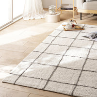 インド綿デザインラグシリーズ 約185×185cm Lattice アイボリー