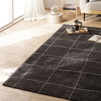 インド綿デザインラグシリーズ 約170×230cm Lattice ダークグレー