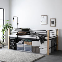 高さが選べる 異素材MIX ロフトベッド 『Secrete スクレート』ロータイプ ナチュラル×ブラック