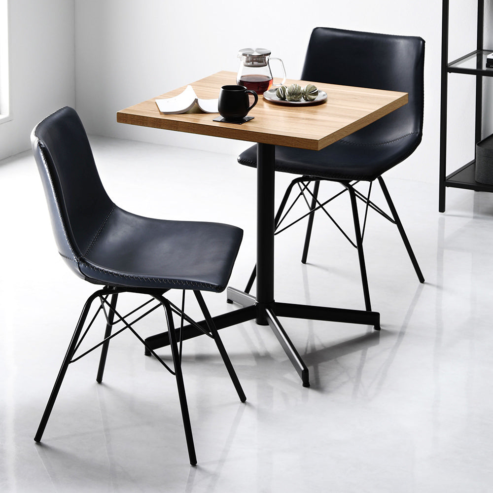 3点セット【テーブル(ナチュラル)+回転タイプ チェア2脚(ネイビー)】