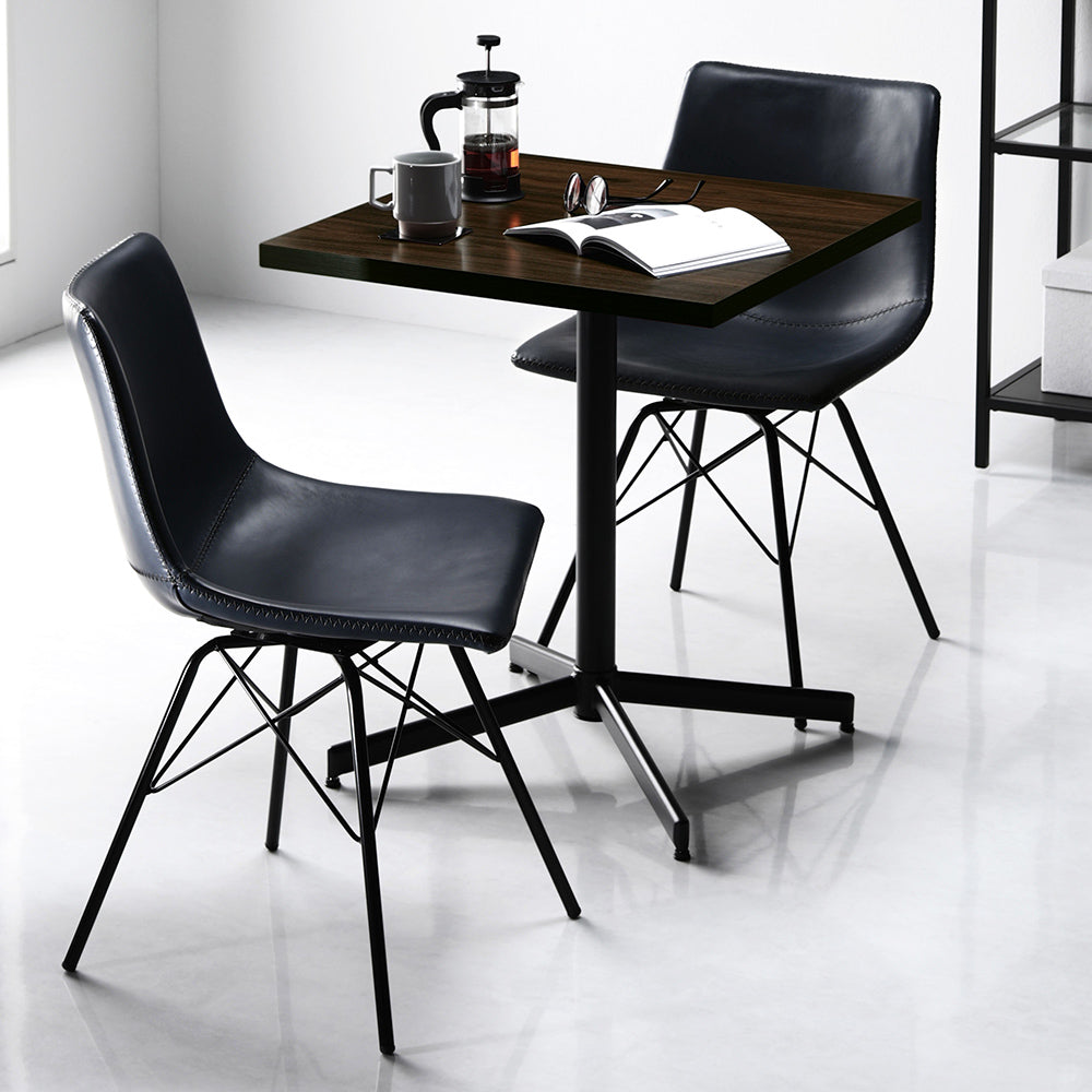 3点セット【テーブル(ダークブラウン)+回転タイプ チェア2脚(ネイビー)】