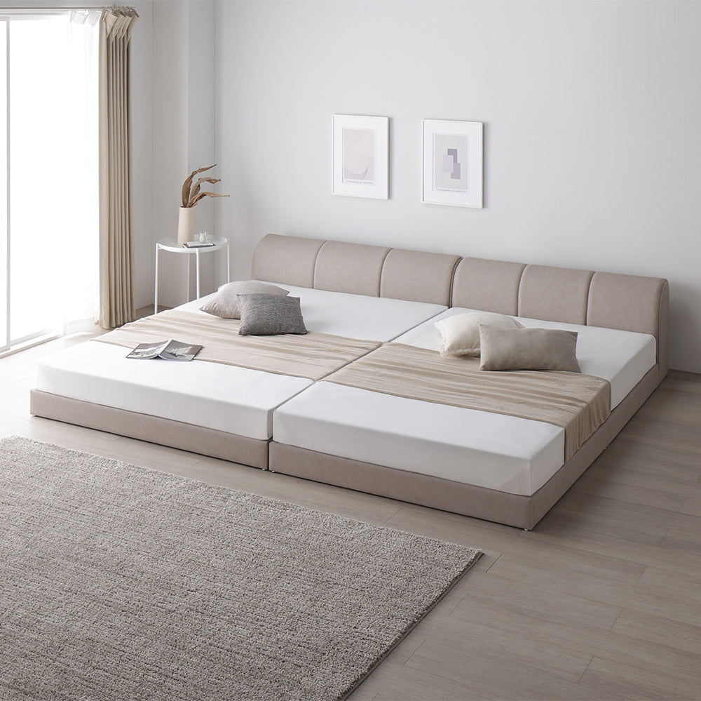 レザー調ローベッド 『OPTIM オプティム』 グレージュ ワイドキング260(SD+D)