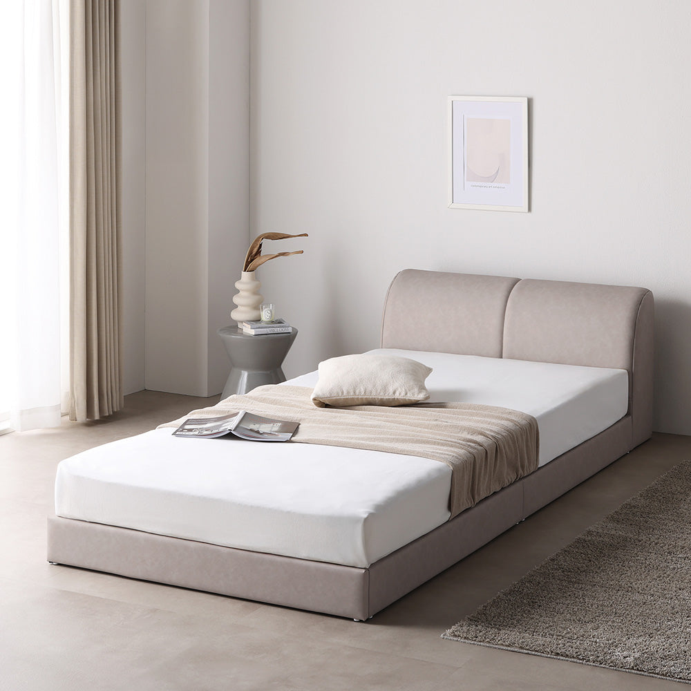 レザー調ローベッド 『OPTIM オプティム』 グレージュ シングル