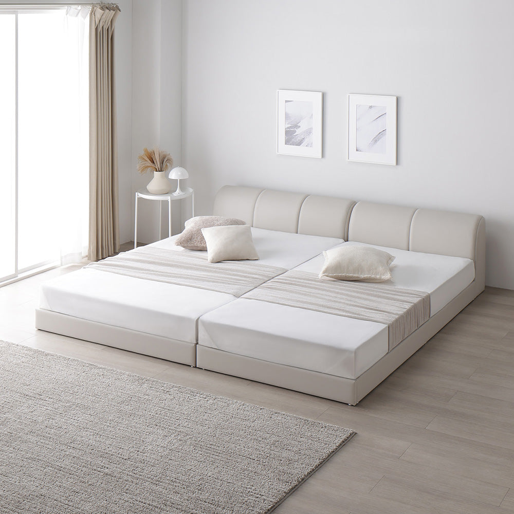 レザー調ローベッド 『OPTIM オプティム』 アイボリー ワイドキング220(S+SD)