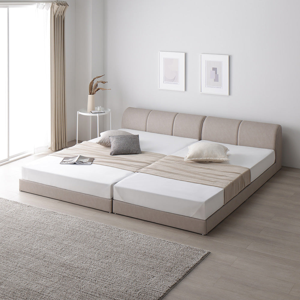 レザー調ローベッド 『OPTIM オプティム』 グレージュ ワイドキング220(S+SD)