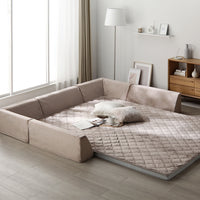 厚さが選べる 背クッション付き(U字+I字タイプ) 極厚 ラグ 『Nolphi ノルフィ』 185×240cm フランネル生地 モカブラウン