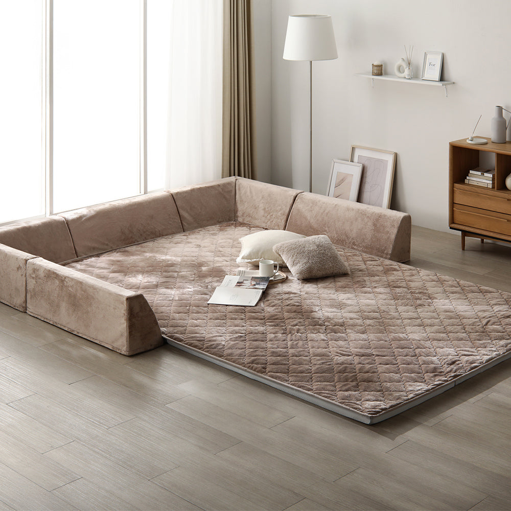 厚さが選べる 背クッション付き(U字+I字タイプ) 極厚 ラグ 『Nolphi ノルフィ』 185×275cm(厚み30mm) フランネル生地 モカブラウン