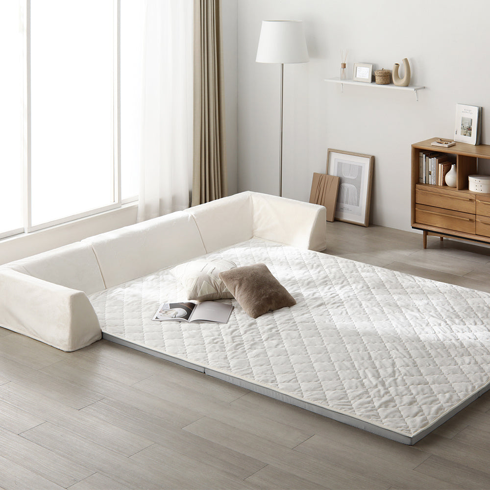 厚さが選べる 背クッション付き(U字タイプ) 極厚 ラグ 『Nolphi ノルフィ』 185×240cm(厚み30mm) フランネル生地 アイボリー