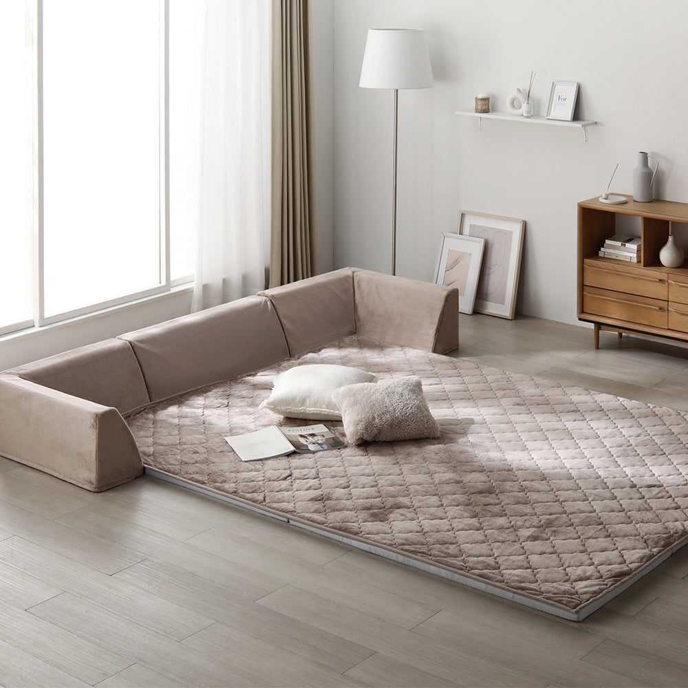 厚さが選べる 背クッション付き(U字タイプ) 極厚 ラグ 『Nolphi ノルフィ』 185×240cm(厚み30mm) フランネル生地 モカブラウン