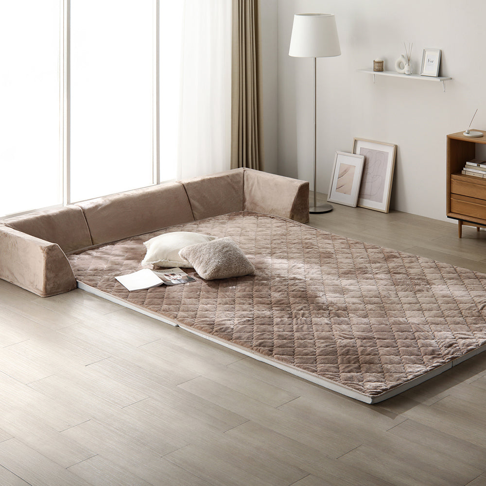 厚さが選べる 背クッション付き(U字タイプ) 極厚 ラグ 『Nolphi ノルフィ』 185×275cm(厚み30mm) フランネル生地 モカブラウン