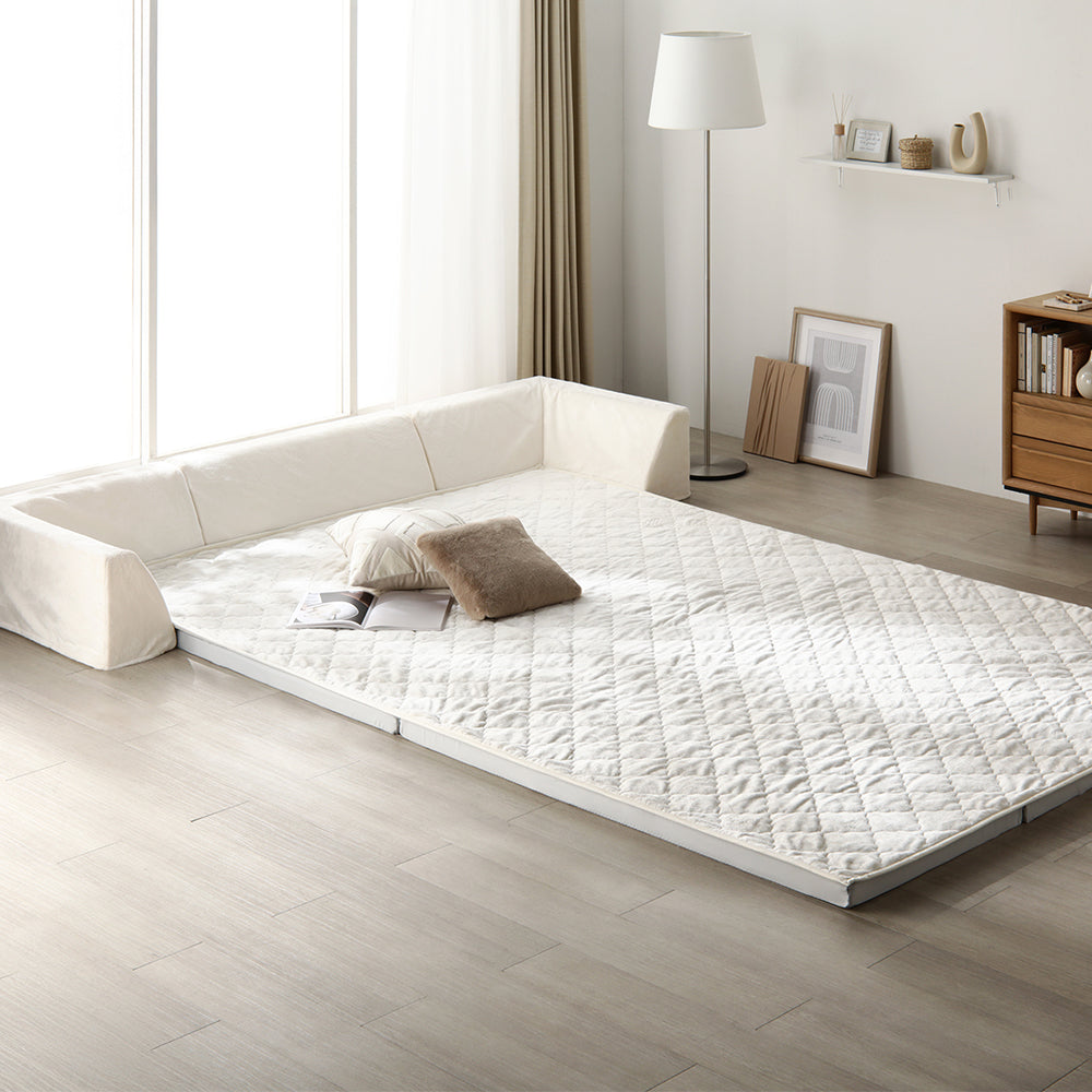 厚さが選べる 背クッション付き(U字タイプ) 極厚 ラグ 『Nolphi ノルフィ』 185×275cm(厚み50mm) フランネル生地 アイボリー