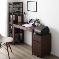 【旧仕様】組み替えできる 天然木学習デスク 3点セット(デスク+ラック+キャビネット) 幅100×奥行45cm ブラウン