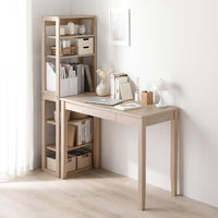 天然木デスクセット(デスク+ラック) 『Keiju ケイユ』 デスク幅100×奥行45cm ラテホワイト(数量限定カラー)