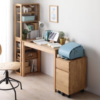組み替えできる 天然木学習デスク 3点セット(デスク+ラック+キャビネット) 幅100×奥行45cm ナチュラル