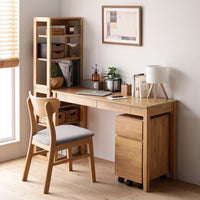 天然木デスクセット(デスク+ラック+キャビネット+チェア) 『Keiju ケイユ』 デスク幅120×奥行45cm ナチュラル