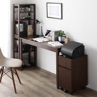 【旧仕様】組み替えできる 天然木学習デスク 3点セット(デスク+ラック+キャビネット) 幅120×奥行45cm ブラウン