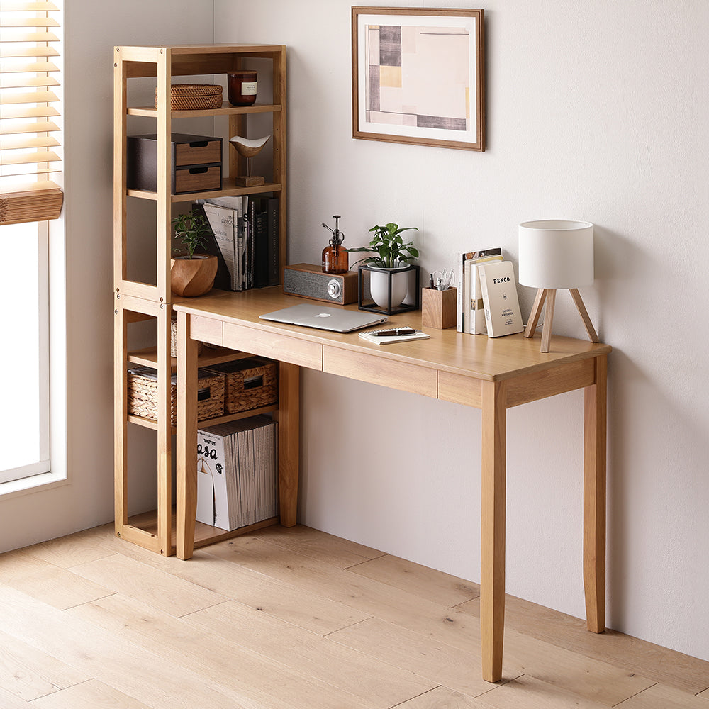 天然木デスクセット(デスク+ラック) 『Keiju ケイユ』 デスク幅120×奥行45cm ナチュラル