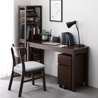 天然木デスクセット(デスク+ラック+キャビネット+チェア) 『Keiju ケイユ』 デスク幅120×奥行45cm ブラウン