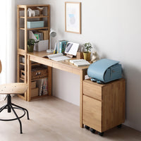 【旧仕様】組み替えできる 天然木学習デスク 3点セット(デスク+ラック+キャビネット) 幅120×奥行45cm ナチュラル