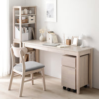 【旧仕様】天然木デスクセット(デスク+ラック+キャビネット+チェア) 『Keiju ケイユ』 デスク幅140×奥行45cm ホワイト