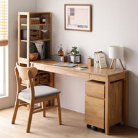 天然木デスクセット(デスク+ラック+キャビネット+チェア) 『Keiju ケイユ』 デスク幅140×奥行45cm ナチュラル