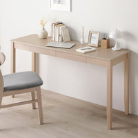 サイズが選べる 天然木デスク 『Keiju ケイユ』 引き出し付き 幅140×奥行45cm ラテホワイト(数量限定カラー)