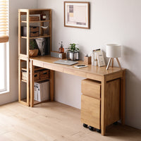 天然木デスクセット(デスク+ラック+キャビネット) 『Keiju ケイユ』 デスク幅140×奥行45cm ナチュラル
