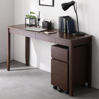 天然木デスクセット(デスク+キャビネット) 『Keiju ケイユ』 デスク幅140×奥行45cm ブラウン