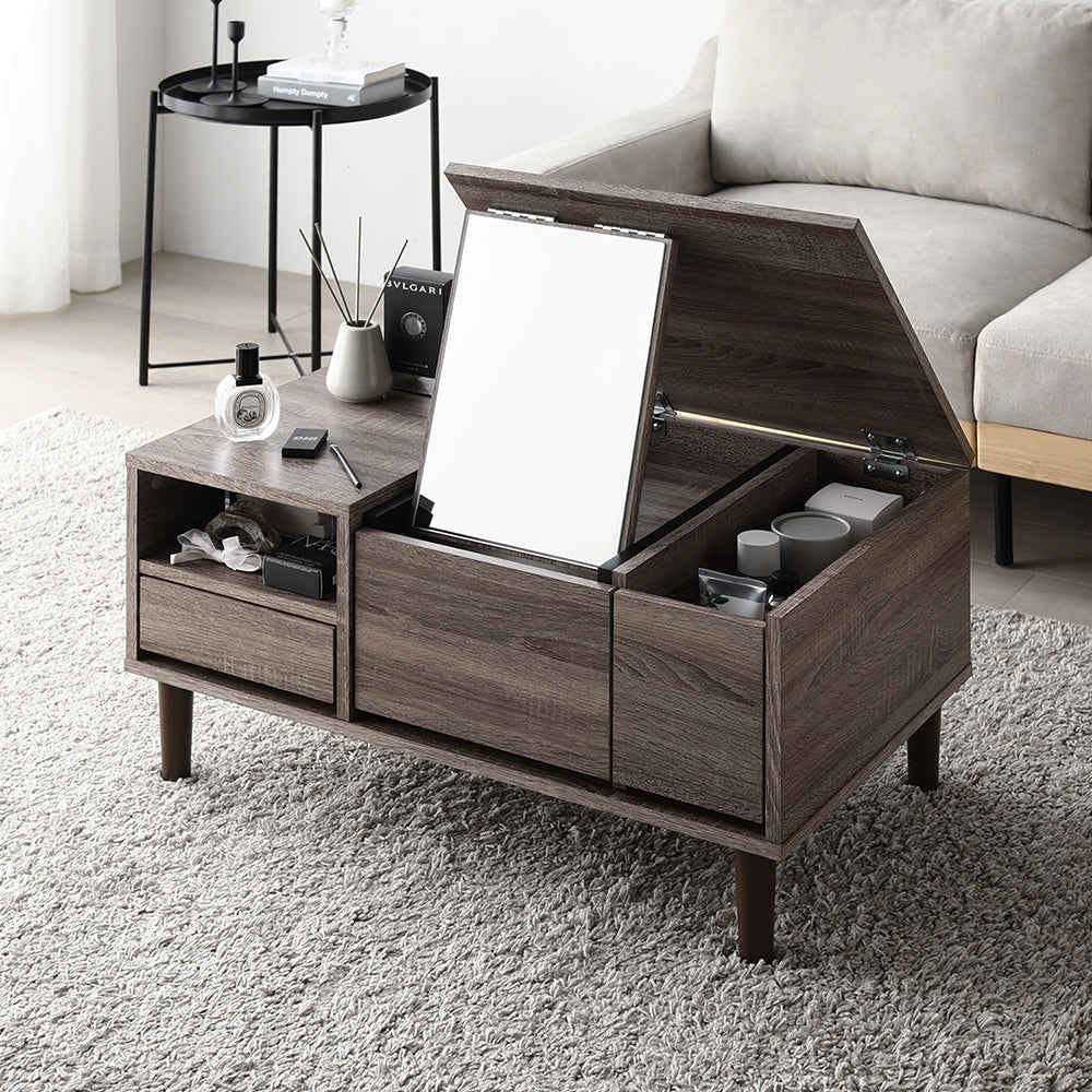 たっぷり収納できるドレッサーテーブル 幅75cm チャコールグレー