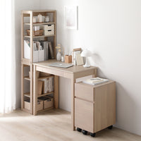 天然木デスクセット(デスク+ラック+キャビネット) 『Keiju ケイユ』 デスク幅80×奥行45cm ラテホワイト(数量限定カラー)