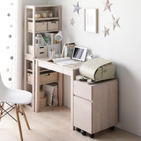 【旧仕様】組み替えできる 天然木学習デスク 3点セット(デスク+ラック+キャビネット) 幅80×奥行45cm ホワイト