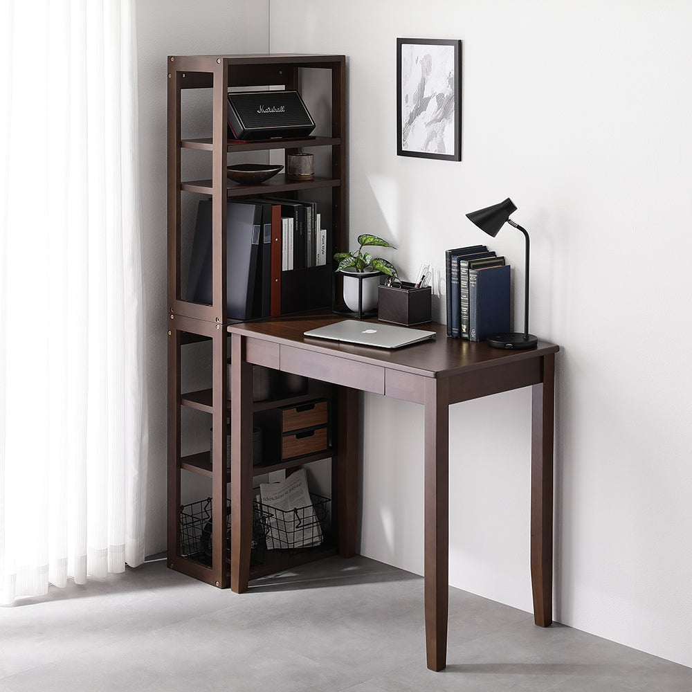 天然木デスクセット(デスク+ラック) 『Keiju ケイユ』 デスク幅80×奥行45cm ブラウン