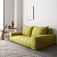 日本製 フロアこたつソファ(2人掛け) イエローグリーン