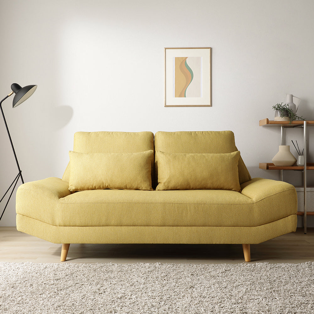 ワイド座面ソファ『Plento プレント』二人掛けソファ単品 イエロー