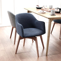ダイニングチェア 木脚 回転タイプ ブルー(ファブリック)