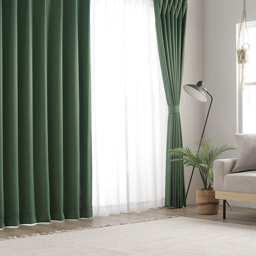 日本製 20色から選べる 1級遮光カーテン モスグリーン