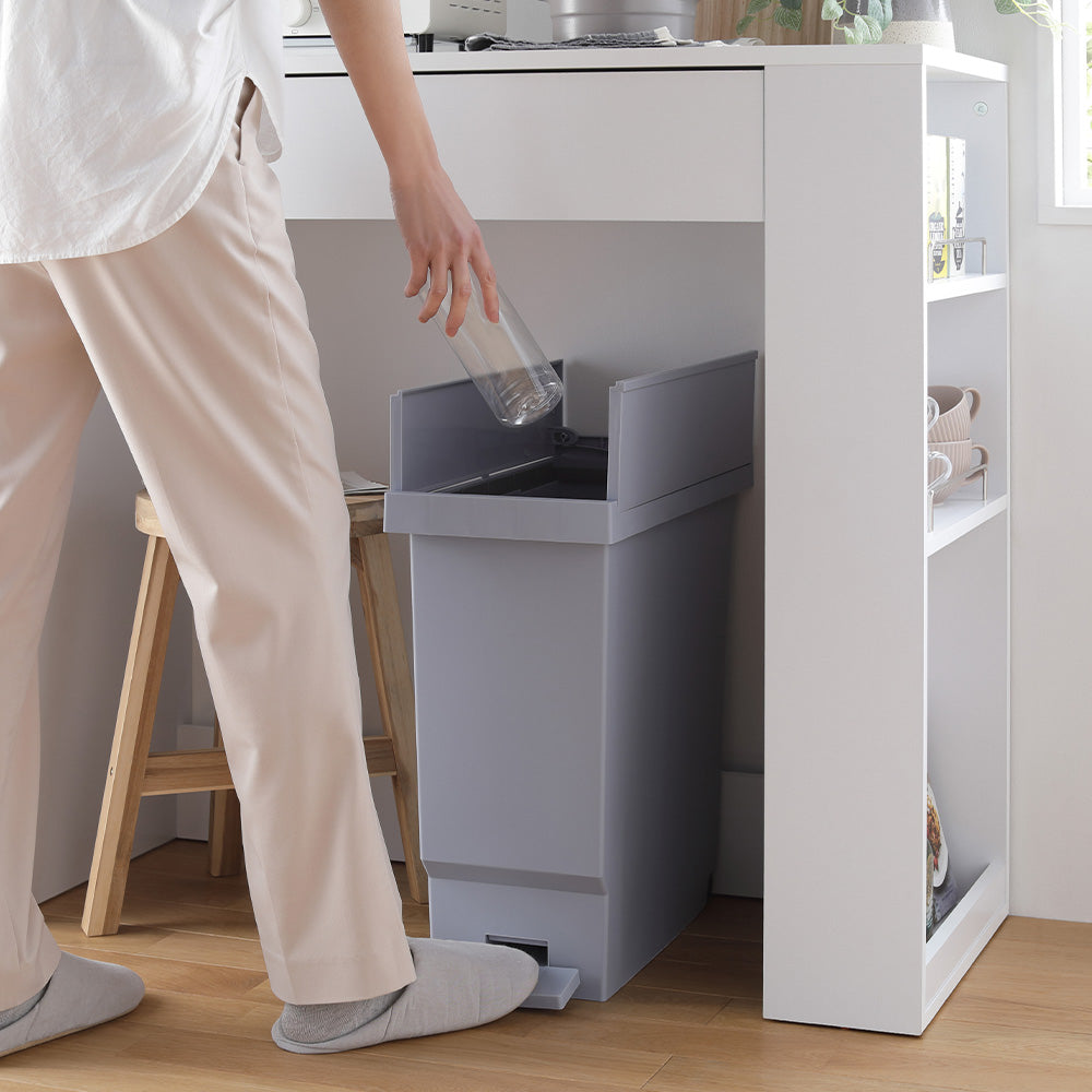 【日本製】省スペース開閉 バタフライオープンごみ箱 ペダル式 32L 1個(単品) クールグレー