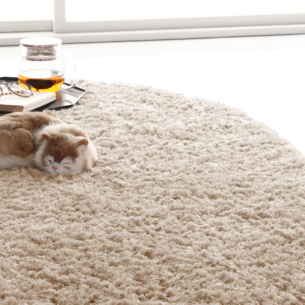 洗えて清潔!さらふわ触感ラグ・楕円形/円形・アイボリー