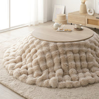 シンプルこたつローテーブル×ポコポコ布団 円形 2点セット(こたつテーブル:85cm + こたつ掛け布団:直径190cm) グレージュナチュラル/ベージュ