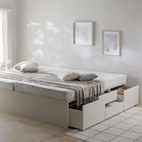 引き出し4杯大容量ベッド ヘッドレスタイプ『Slekt スレクト』連結サイズ ホワイト