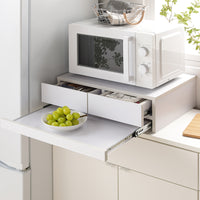 キッチンが便利に整う レンジ下収納(スライドテーブル・引出し付き) ホワイト
