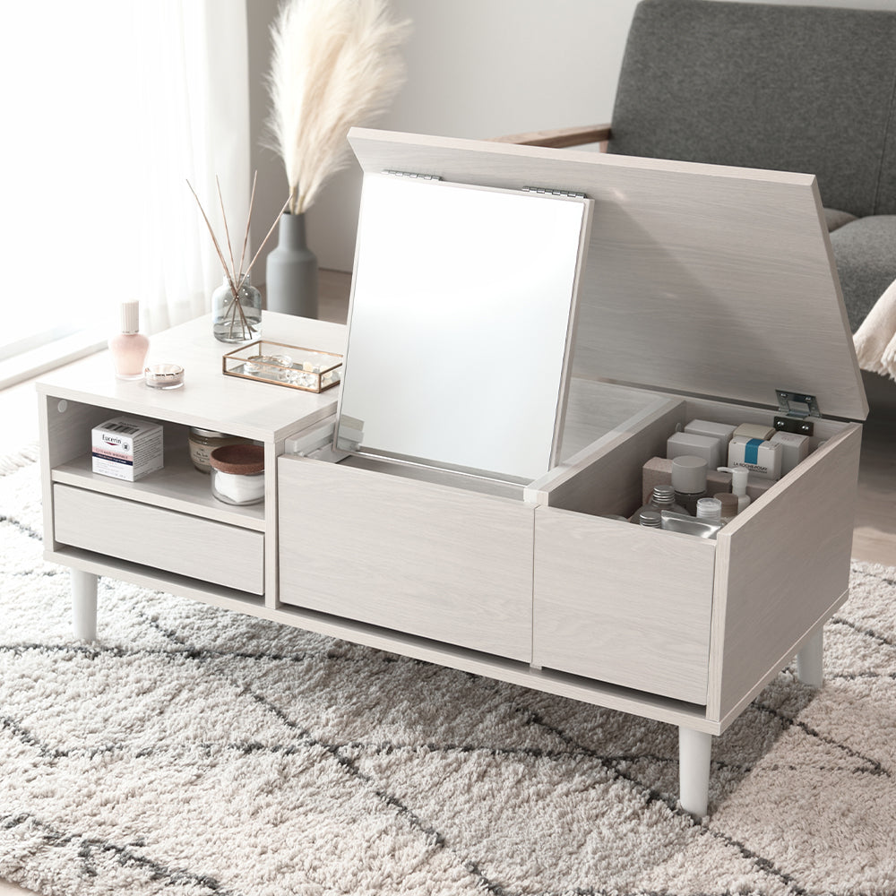 たっぷり収納できるドレッサーテーブル 幅95cm ホワイト