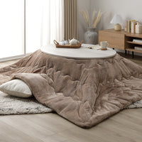 楕円形こたつ 2点セット 楕円形105×75cm テーブル ホワイトウォッシュ/ナチュラル + 掛け布団 ベージュ