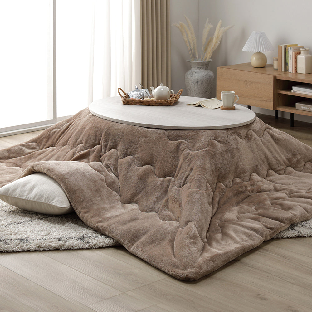 楕円形105×75cm テーブル ホワイトウォッシュ/ナチュラル+掛け布団
ベージュ