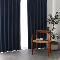 遮光率100% 完全遮光 遮熱 遮音 日本製 サイズが選べる 1級遮光カーテン・レースセット 幅200cm ネイビー(各1枚入り)