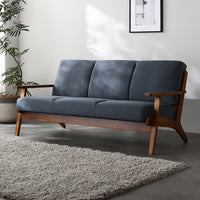 デザイナーズ 木枠ソファ 3人掛け 肘付き『VARANOJD ヴァーラネイド』 ネイビー
