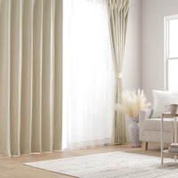 日本製 サイズが選べる 1級遮光カーテン・レースセット 幅100cm エクリュ(各2枚入り)