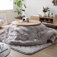 フランネル こたつ掛け布団『toromofu トロモフ』2点セット(掛け布団・ラグ) 円形 グレージュ