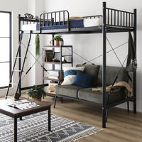 デスク・ラック付きも選べる ロフトベッド シングル 【ベッドフレーム】 ブラック